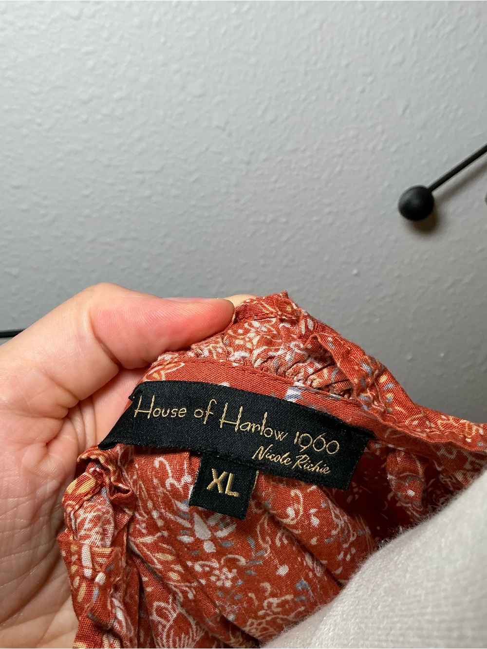 House of Harlow 1960 Rust Floral Boho Blouse Long Sleeve Size XL - Picture 4 of 4